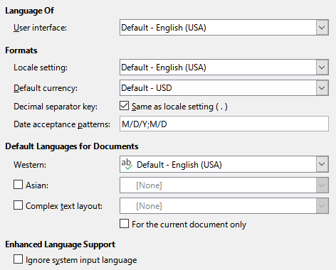 Language Settings - Languages tab
