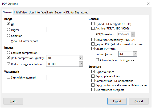 PDF Export Security