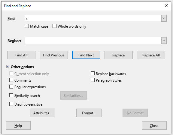 Figure 11: Expanded Find & Replace dialog