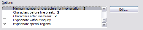 Figure 23: Setting hyphenation options
