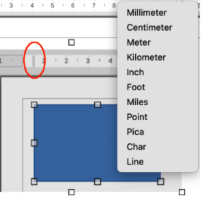 Figure 4: Changing ruler measurement units