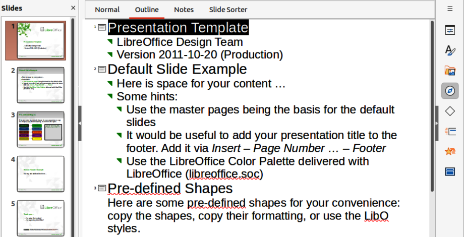 Figure 7: Example Outline view in Workspace