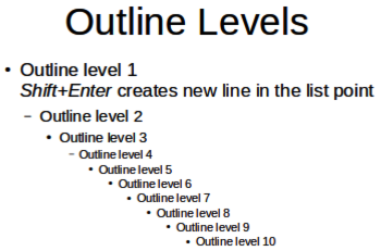 Figure 18: Example of outline levels in AutoLayout text box