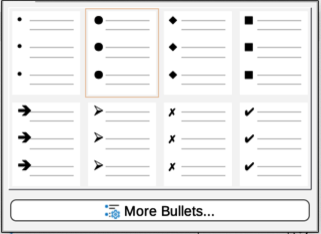 Figure 19: Available bullet list types