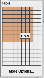 Figure 27: Insert Table Grid