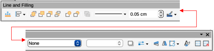 Figure 7: Line and Filling toolbar