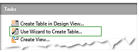Figure 4: Creating a table using Wizard