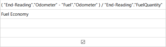 Figure 49: Fuel economy calculation field