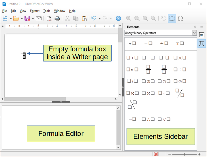 Figure 3: Empty formula in a Writer document