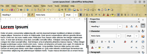 Figure 17: Example of Web view in Writer/Web
