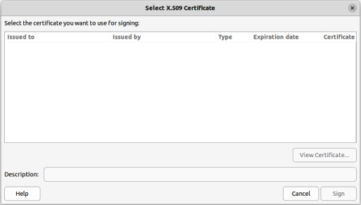 Figure 23: Select Certificate dialog
