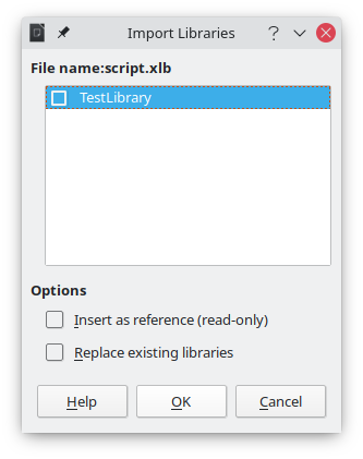 Figure 15: Choose library import options