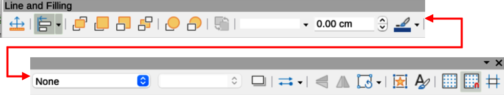 Line and Filling toolbar