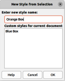 New Style from Selection dialog