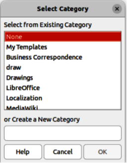 Select Category dialog