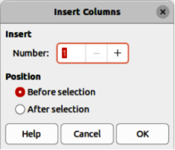 Insert Columns dialog