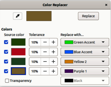 Color Replacer dialog