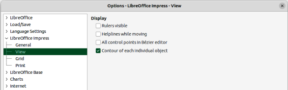 Options LibreOffice Impress dialog — View page