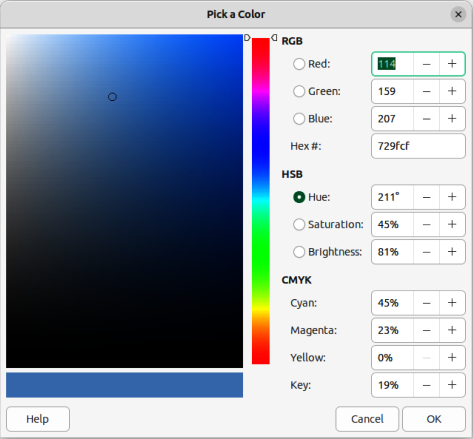 Pick a Color dialog