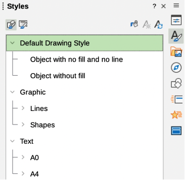 Drawing Styles panel in Styles deck on Sidebar