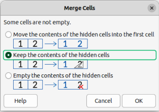 Merge Cells dialog