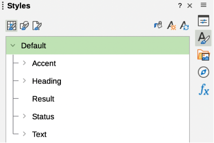 Cell Styles panel in Styles deck on Sidebar