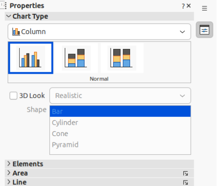 Chart Type panel in Properties deck on Sidebar