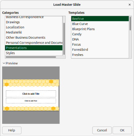 Load Master Slide dialog