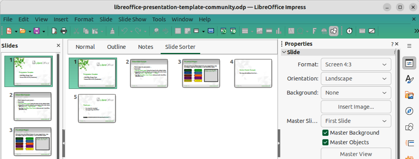 Slide Sorter view in Workspace