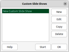 Custom Slide Shows dialog