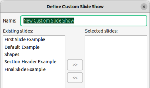 Define Custom Slide Show dialog