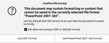 Confirm File Format dialog