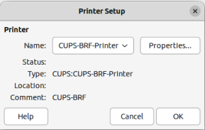 Printer Setup dialog