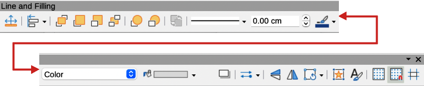 Line and Filling toolbar