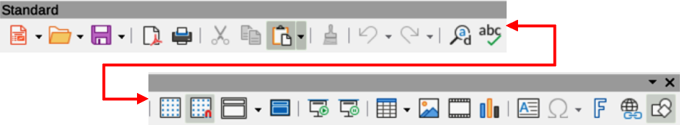 Standard toolbar