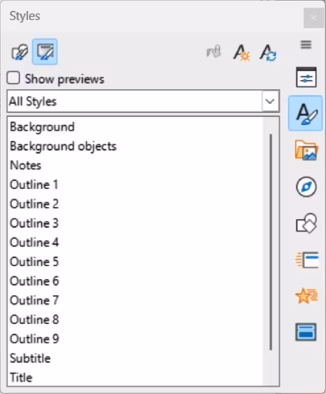 Sidebar Styles — Presentation Styles