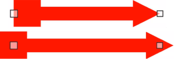 Example of arrow centers
(default top; center bottom)