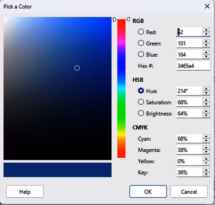 Pick a Color dialog