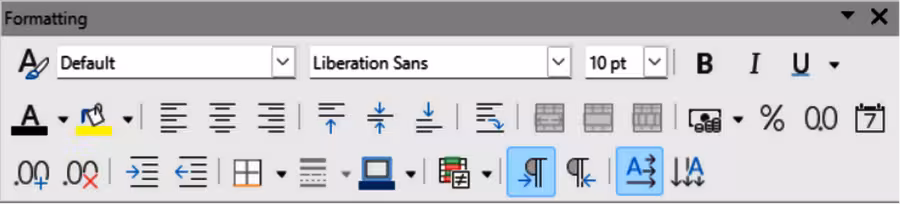 Formatting toolbar