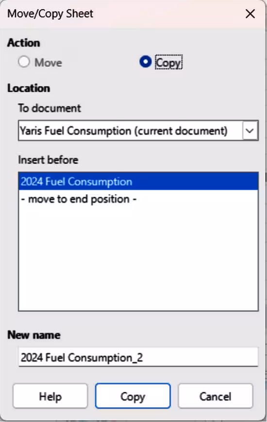 Move/Copy Sheet dialog