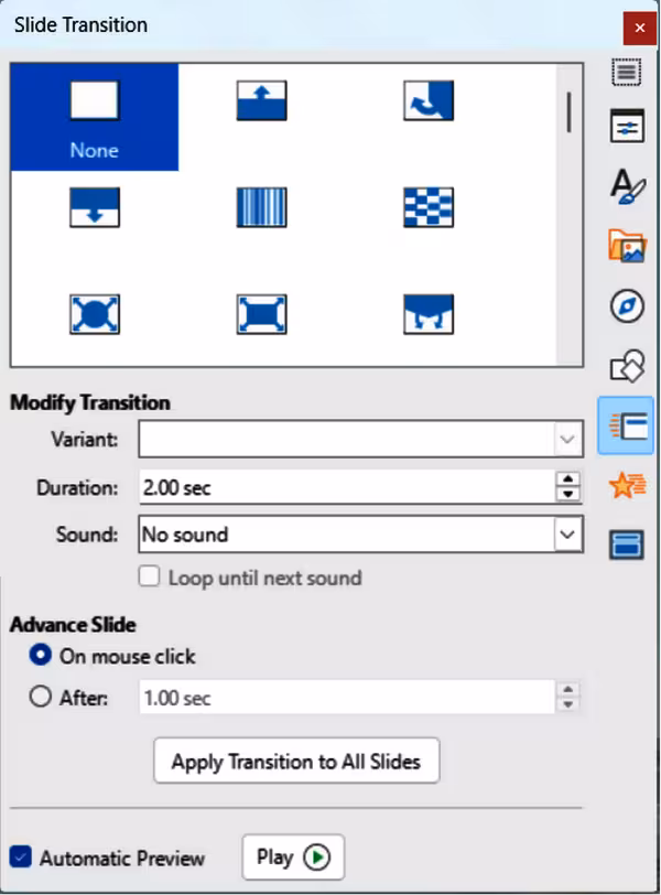 Sidebar Slide Transition deck