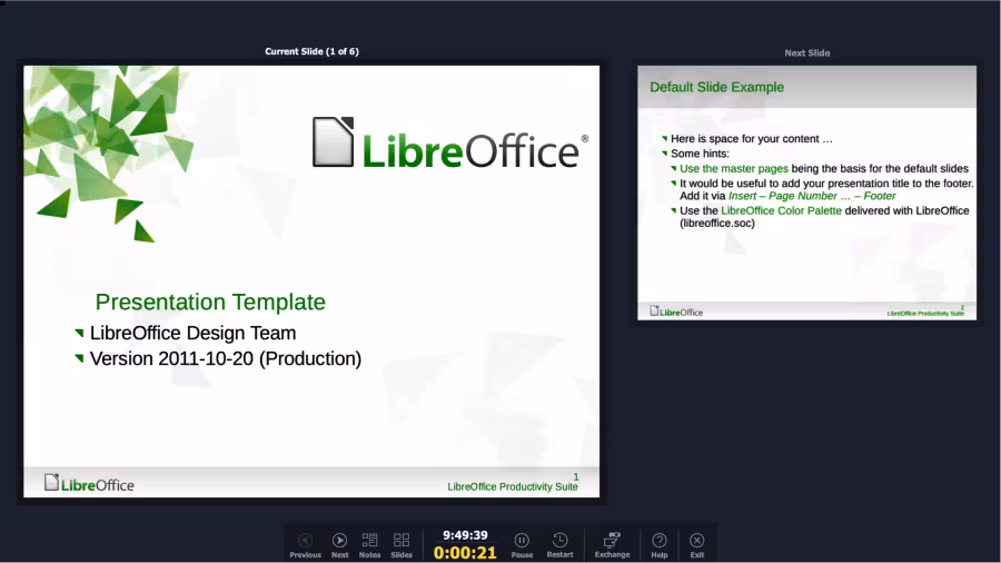 Presenter Console — Default or Current Slide view