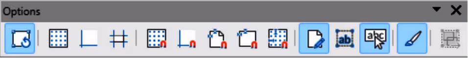 Options toolbar