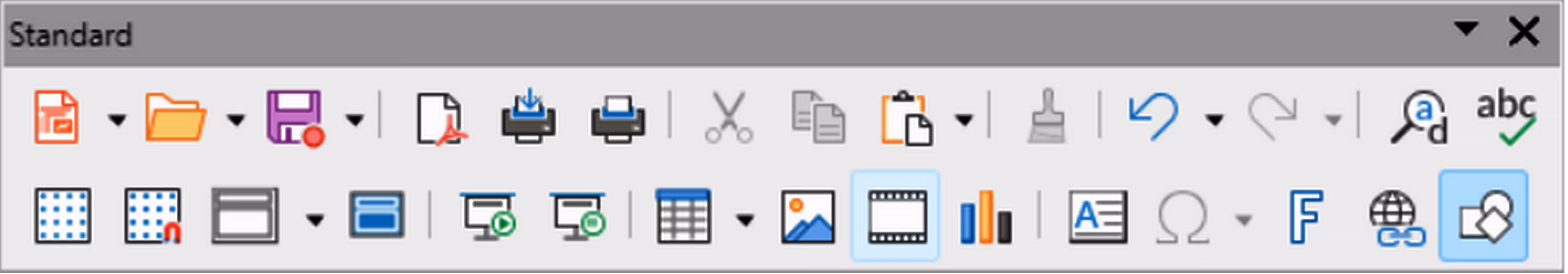 Standard toolbar