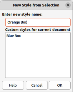 Figure 21: New Style from Selection dialog