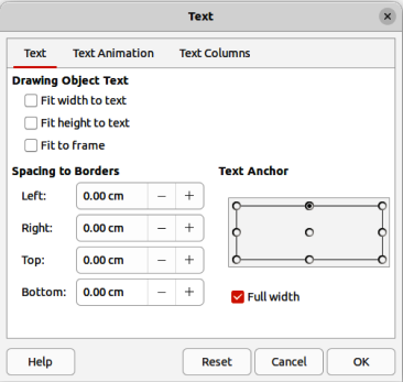 Figure 16: Text dialog — Text page