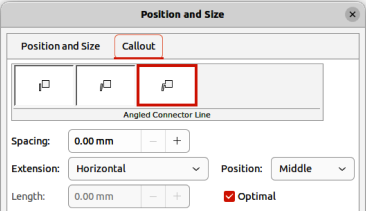 Figure 33: Position and Size dialog — Callout page