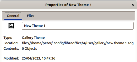 Figure 3: Properties of New Theme dialog — General page