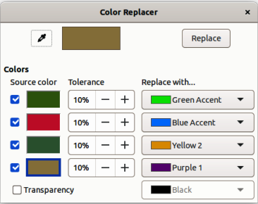 Figure 12: Color Replacer dialog