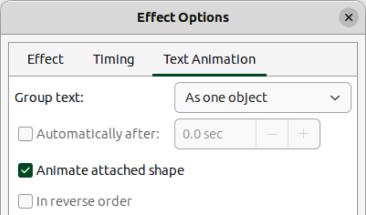 Figure 54: Effect Options dialog — Text Animation page